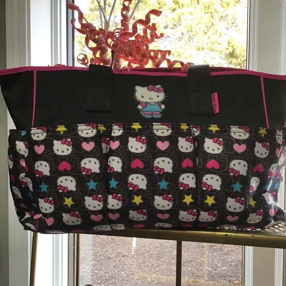 Used Hello Kitty Diaper Bag Black and Pink
